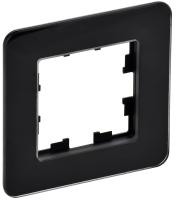 IEK BRITE DECOR Черный матовый стекло скругл.угол Рамка 1-мест. РУ-1-2-Бр RE