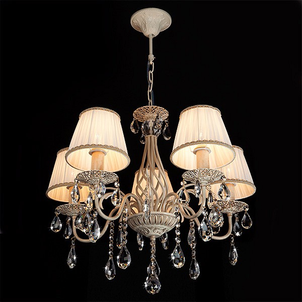 Люстра с хрусталем 10054/5 белый с золотом Eurosvet Amelia