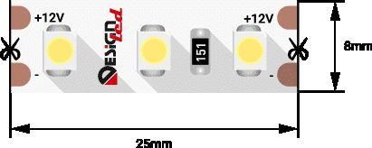 Светодиодная влагозащищенная лента DesignLed 9,6W/m 120LED/m 3528SMD теплый белый 5M 001487