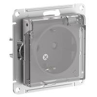 SE AtlasDesign Aqua Алюминий Розетка с/з со шторками с прозрач. крышк, 16А,IP44, мех