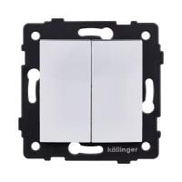 Выключатель кнопочный 2-клавишный 10А/250В, изогнутый, белый Kollinger REA-R-011WH для Aspekt, Eleganz, Reflex