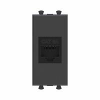 DKC Avanti Компьютерная розетка RJ-45 без шторки модульная, кат.6А, Черный матовый, 1 модуль