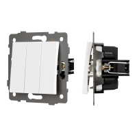 Arlight Механизм выключателя трехклавишный непроходной SWT-MK03-PL-WH-V (250V, 10A) (-)