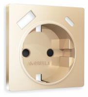 Лицевая панель ALFA (Шампань) для электрической розетки с заземлением со шторками 2USB A+C QUANT AP6100