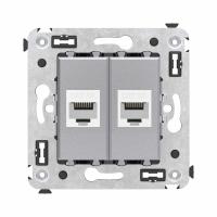 DKC Avanti Компьютерная розетка RJ-45 без шторки в стену, кат.6А двойная, Закаленная сталь