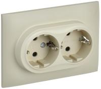 IEK SKANDY Бежевый Розетка 2-ая с/з с защитными шторками 16А в сборе SK-R07B