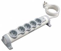 Legrand Комфорт Бело-серый Удлинитель 5x2К+З с выкл., кабель 3м, фиксир. поворотный блок, возможно крепление к стене