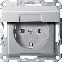 SE Merten SM Алюминий Розетка с/з с крышкой безвинт. зажим