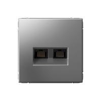 Systeme Electric ArtGallery Сталь Розетка двойная компьютерная RJ45+RJ45, кат.6А, механизм