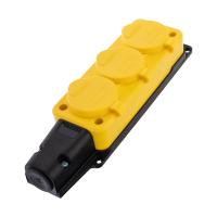 Розетка штепсельная трехместная влагозащищенная, с/з, 16 А, IP54, каучук желтая Rexant Розетка штепсельная трехместная влагозащищенная, с/з, 16 А, IP54, каучук желтая Rexant