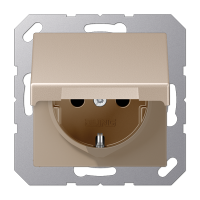 JUNG Шампань Розетка штепсельная Schuko 16A 250V с защитой от детей, с крышкой (термопласт)