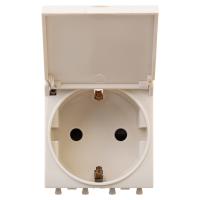 DKC Avanti Ванильная дымка Розетка с крышкой 2P+E со шторками 2 модуля