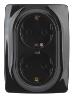 ЭРА 12-2108-06 Розетка 2X2P+E Schuko со шторками, 16A-250В, IP20, 12, Чёрный