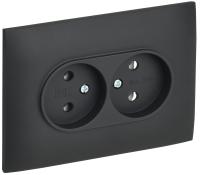 IEK SKANDY Графит Розетка 2-ая б/з 10А в сборе SK-R10G