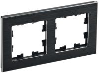 IEK BRITE Рамка 2-мест. РУ-2-1-БрЧ металл черн.