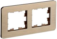 IEK BRITE DECOR Шампань металл. скругл.уголРамка 2-м РУ-2-1-Бр RE AL