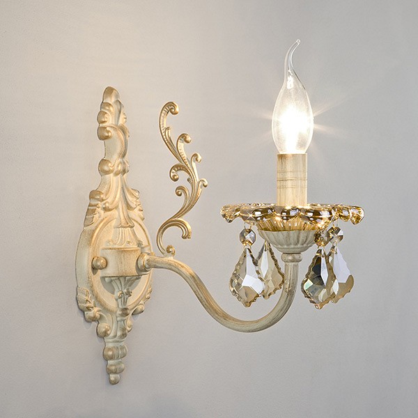 Бра с хрусталем 3281/1 белый с золотом Eurosvet Elisha