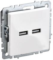 IEK BRITE Роз. USB A+A 3,1А РЮ10-1-БрБ бел.