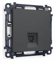 Комплект механизма телефонной розетки ALFA MA912030 Графит мягкое касание RJ-11(4P4C) с защитной шторкой QUANT