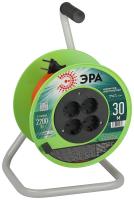 ЭРА Удлинитель силовой RP-4-2x1.0-30m на пластиковой катушке без заземления 4 розетки 30м ПВС 2х1мм2
