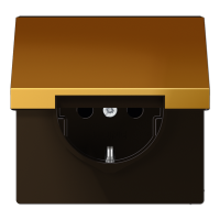 JUNG LS 990 Блеск золота Розетка с/з с крышкой безвинт.зажим