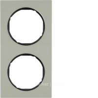 Berker R.3 Нержавеющая сталь/черный Рамка 2-местная