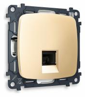 Комплект механизма телефонной розетки OMEGA MO612030 Шампань RJ-11(4P4C) с защитной шторкой QUANT