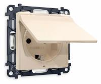 Комплект механизма электрической розетки ALFA MA328010 Бежевый матовый с заземлением со шторками и защитной крышкой 2P+E 16A-250V IP44 QUANT
