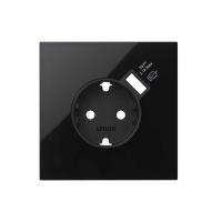 Simon 100 Черный глянец Кит 1 пост, фронт. Накладка на 1 розетку Schuko с з/у USB SC