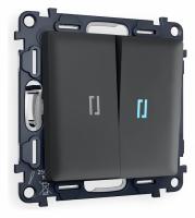 Комплект механизма 2-клавишного выключателя с подсветкой 10000K ALFA MA904020 Графит мягкое касание QUANT