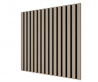 Акустическая панель, черный войлок, 600х600х21мм, рейки МДФ, шпон дуб латте бежевый Акустическая панель, черный войлок, 600х600х21мм, рейки МДФ, шпон дуб латте бежевый