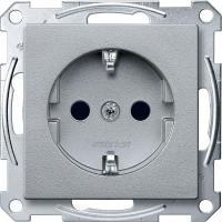 SE Merten SM Алюминий Розетка с/з с защитными шторками безвинт. зажим