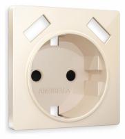 Лицевая панель ALFA (Бежевый глянец) для электрической розетки с заземлением со шторками 2USB A+A QUANT AP3090