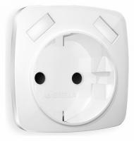 Лицевая панель OMEGA (Белый глянец) для розетки с заземлением со шторками 2USB тип A+A QUANT A1090