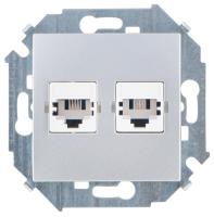 Simon 15 Алюминий Розетка ТЛФ 2-ая RJ11, винт.зажим