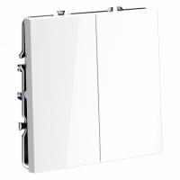 Проходной переключатель встраиваемый VOLTUM S70 двухклавишный 10А, (белый глянцевый)