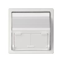 Simon 82 Розетка наклонная для передачи данных со шторками на 2 разъема RJ45 белого цвета