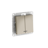 Systeme Electric AtlasDesign Шампань Выключатель 2-клавишный с подсвет.,сх.5а, 10АХ,мех., быстрозажим. клем.