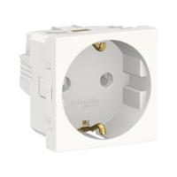 SE Unica Modular Бел Розетка с/з без шторок, винт. зажим, 16А, 250В, 2 модуля