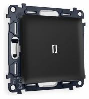 Комплект механизма 1-клавишного проходного выключателя с подсветкой 5600K ALFA MA802035 Черный матовый QUANT