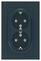 SE AtlasDesign Изумруд Розетка с/з двойная, со шторками, 16А, в сборе