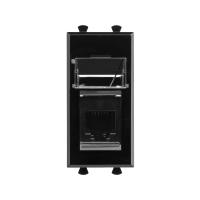 DKC Avanti Черный квадрат Розетка телефонная RJ-12 1 модуль