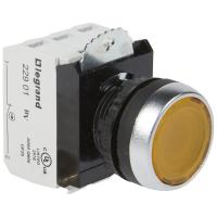Legrand Osmoz кнопка с подсв.ЖЕЛТ.без фикс. 12-24В+НО+Н3 конт.бл.