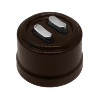 BIRONI Лизетта Пластик Коричневый Выключатель проходной 2-кл (клавишный), ручка Серебро