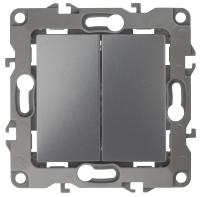 ЭРА 12-1004-12 Выключатель двойной, 10АХ-250В, IP20, без м.лапок, 12, Графит