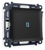 Комплект механизма 1-клавишного проходного выключателя с подсветкой 3200K ALFA MA802040 Черный матовый QUANT