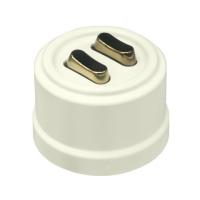 BIRONI Лизетта Пластик Слоновая кость Выключатель проходной 2-кл (клавишный), ручка Бронза