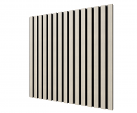 Акустическая панель, черный войлок, 600х600х21мм, рейки МДФ, шпон дуб клэр светлый Акустическая панель, черный войлок, 600х600х21мм, рейки МДФ, шпон дуб клэр светлый