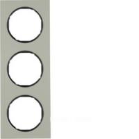 Berker R.3 Нержавеющая сталь/черный Рамка 3-местная