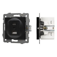 Arlight Механизм USB розетки SCT-MUAC-PL-BK-V (5V, 3A, QC4) (-)